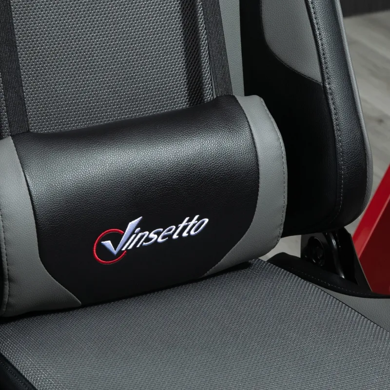 Vinsetto Gaming Chair Racing Style Ergonomic Office Chair High Back Computer Desk Chair Adjustable Height Swivel Recliner with Headrest and Lumbar Support, Grey