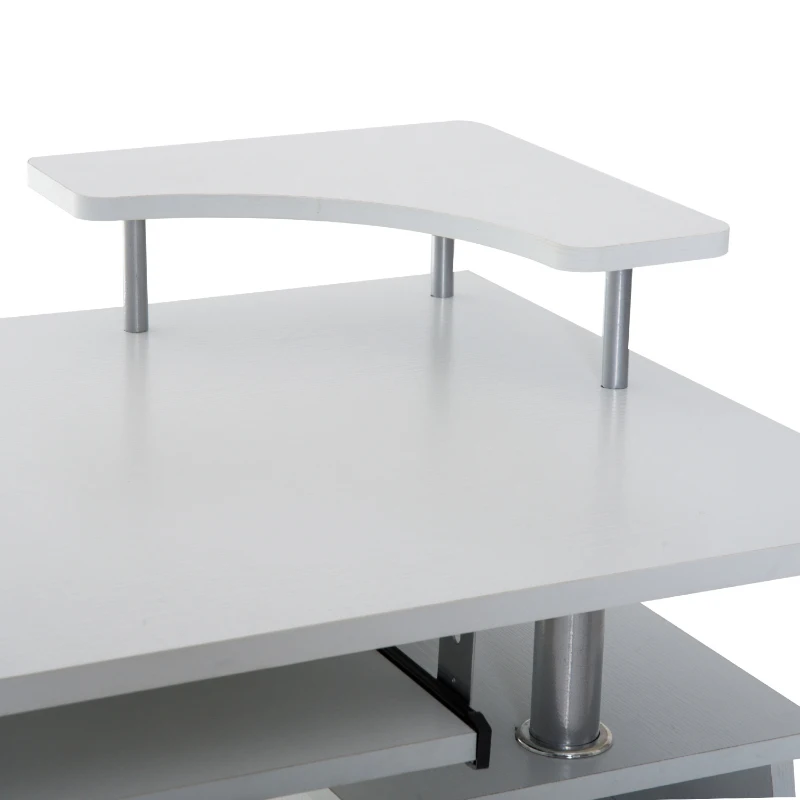 HOMCOM Multi-Function Computer Desk Home Office Workstation with Sliding Keyboard Tray, Elevated Shelf, Drawers and CPU Stand, White