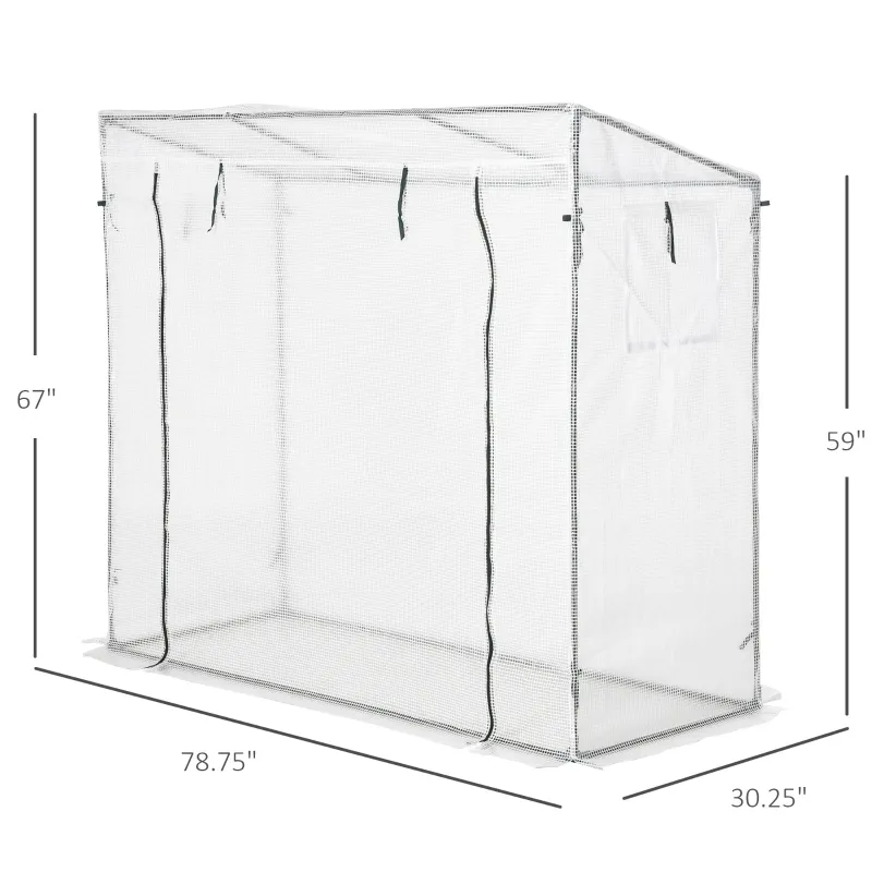 Outsunny 79" x 29" x 66" Walk-in Garden Greenhouse Patio Hot House with Durable Steel Frame Outdoor Tomato Plant House White