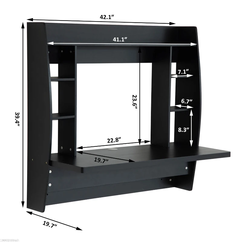 HomCom Floating Wall Mount Office Computer Desk with Storage - Black