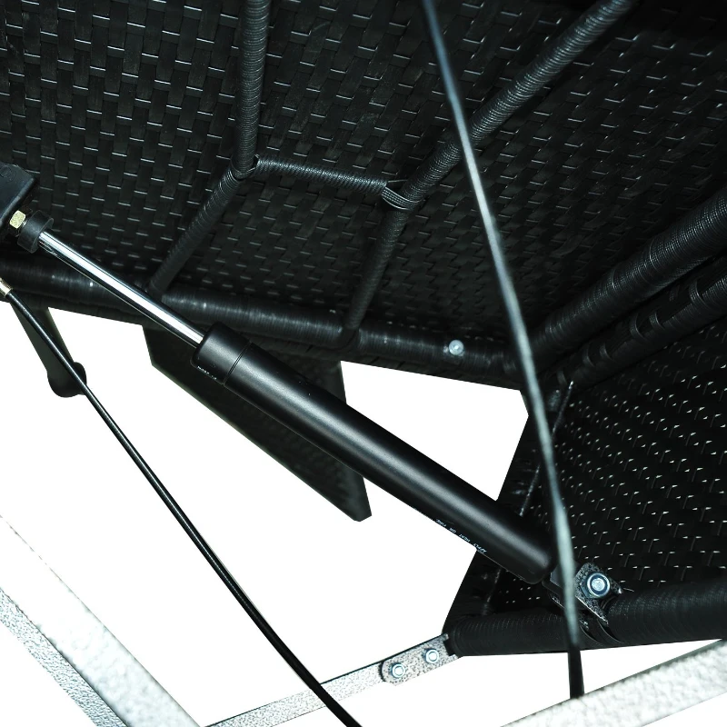 Outsunny Luxury Heavy-Duty Patio Swing Chair 2 Separated Seats Rattan Wicker Recliner Seat Garden Outdoor Canopy Cushion Steel, Black & Cream-white