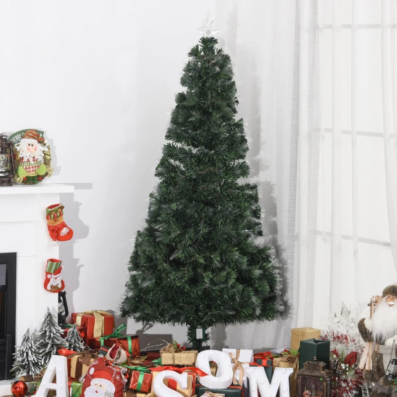 HOMCOM 6ft Artificial Tree Multi-Colored Pre-Lit Holiday Christmas Decoration