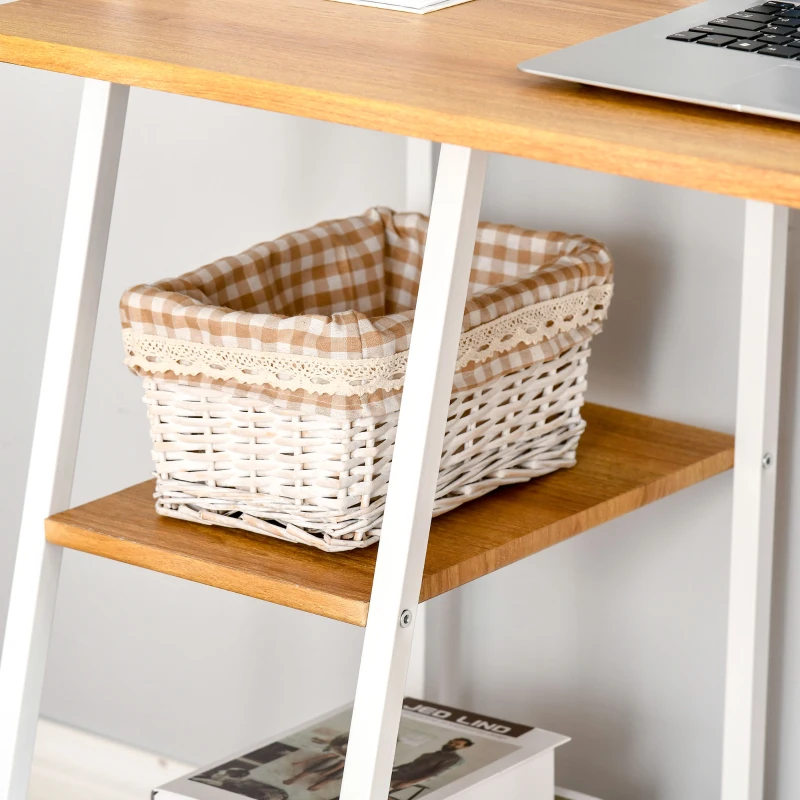 HOMCOM Home Office Computer Desk w/ 3-Tier Storage Shelves Study Workstation, Natural