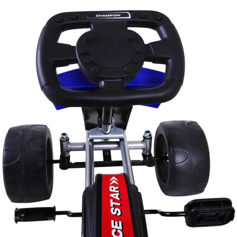 Aosom Kids Go Kart, 4 Wheeled Ride On Pedal Car, Racer for 3 years, for Boys and Girls, Outdoor - Blue
