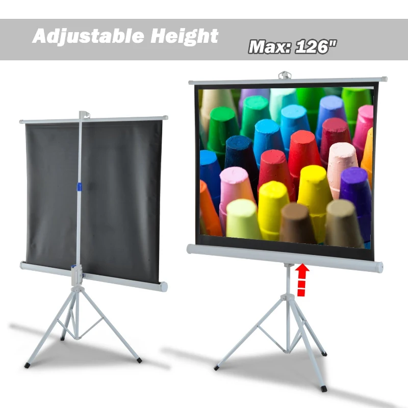 HOMCOM 120" Portable Tripod Projector Screen Pull-up Home Office Foldable Stand