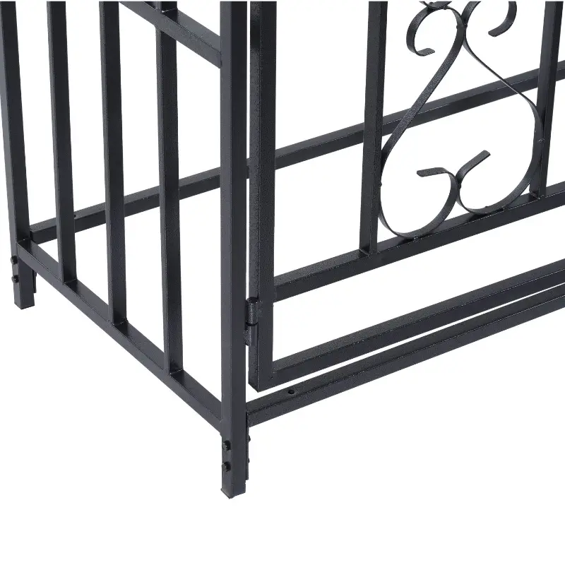 Outsunny 81" Metal Garden Arbor with Double Doors, Locking Gate, Climbing Vine Frame with Heart Motifs, Arch for Wedding, Bridal Party Decoration, Grey