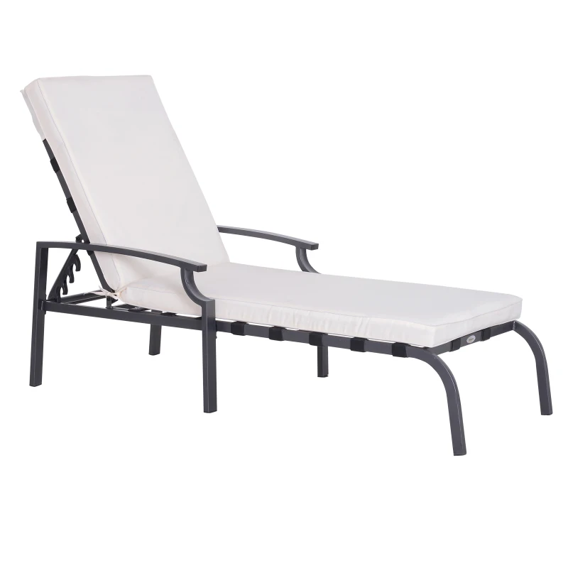 Outsunny Outdoor Lounge Chaise Chair Recliner Garden Patio Furniture W/Cushion