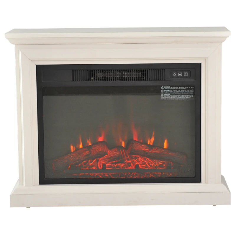 HOMCOM 31" W x 24.5" H Electric Fireplace Mantel TV Stand, Media Console Center Cabinet with Remote Control, White