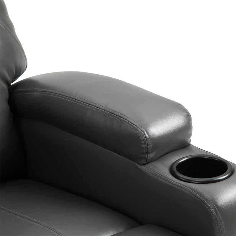 HOMCOM Electric Power Massage Recliner Chair PU leather w/ 8-Point Vibration Waist Heating, USB Port, Dark Grey