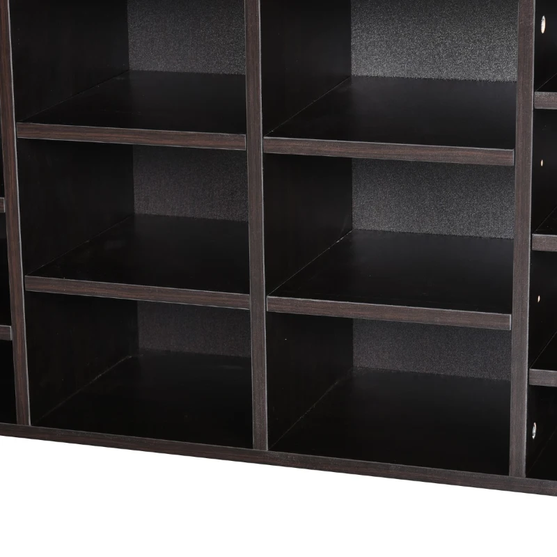 HomCom Upholstered Shoe Entryway Bench Rack with Comfortable PU Cushion Bench & Flexible Shelving Options, Brown