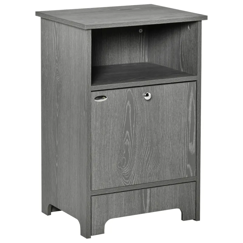 PawHut Pet Feeder Station Dog and Cat Food Storage Feeding Station Food Cabinet Pet Storage Organizer Grey