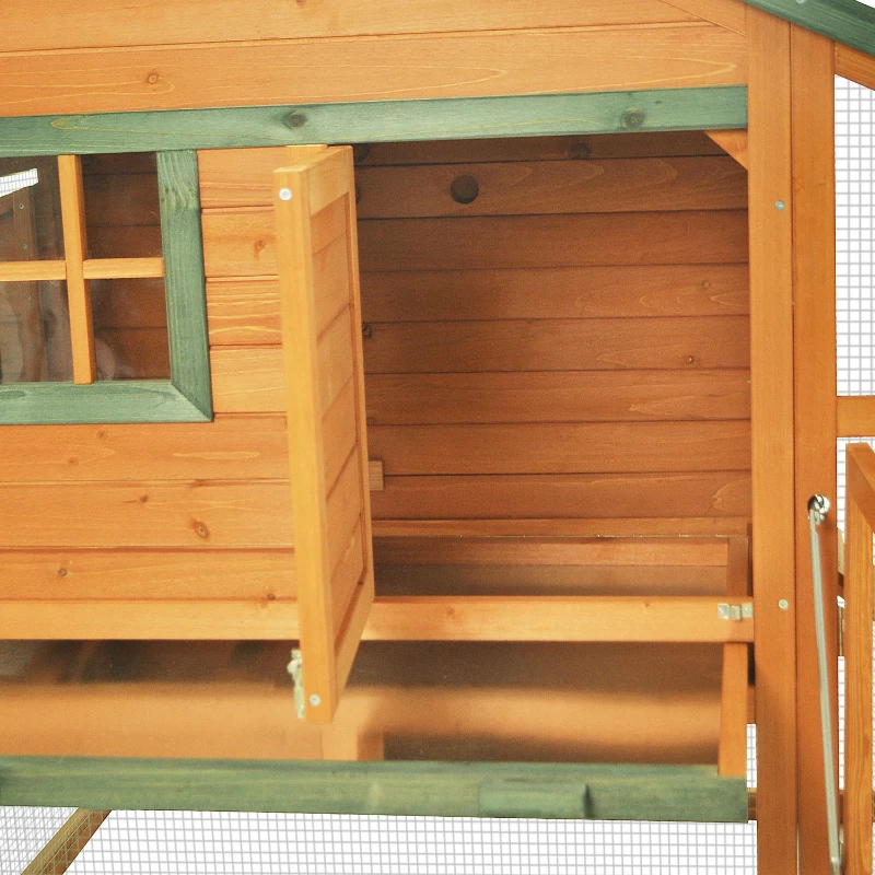 PawHut 87"Lx29"Wx46" Deluxe Backyard Wood Chicken Coop Rabbit Poultry Hen House with Run Nesting Box