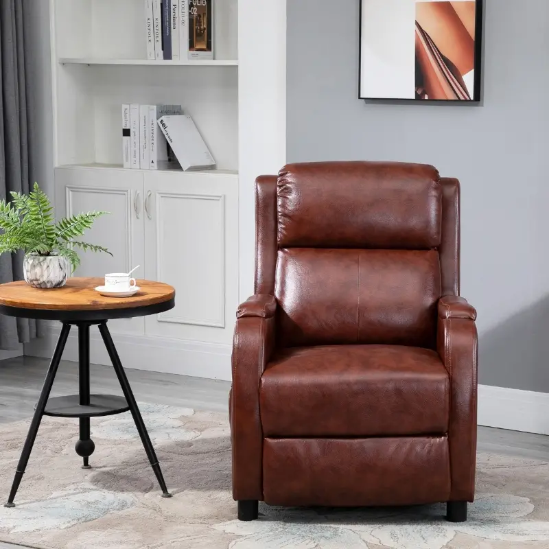 HOMCOM Massage Recliner Chair Padded Seat Cushion 165° Reclining Sofa with Side Pocket for Living Room, PU Leather, Remote Control, Light Brown