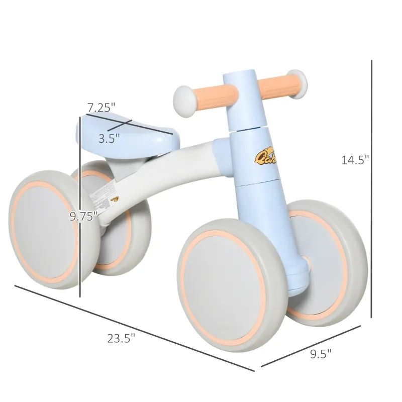 Qaba Baby Balance No Pedal Bicycle Walker Ride On Bike Quick Release Kids Toddlers Birthday Toy Gift for 1-3 Years Old Blue