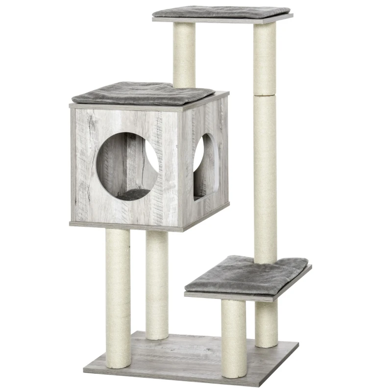 PawHut Plush Cat Tree Tower Activity Center with Scratching Posts Condo Perch Cushion