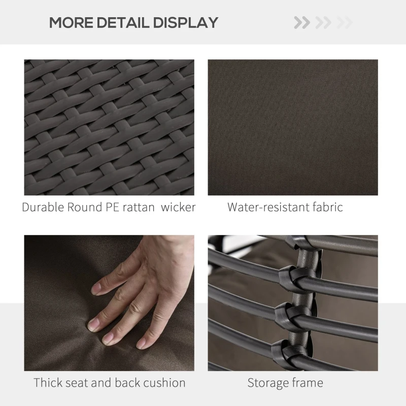 Outsunny Outdoor Wicker Egg Chair with Cushion, Lounge Chair Rattan 360 Degree Round Basket Chair for Backyard Garden Lawn Indoor Living Room, Brown