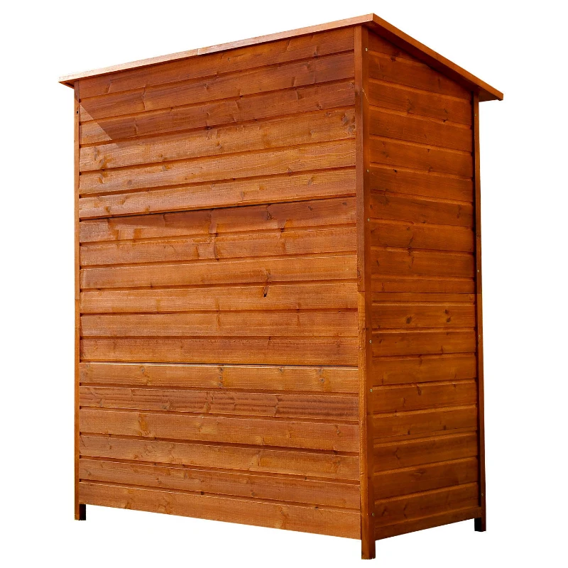 Outsunny 54.75''x29.5''x63'' Garden Storage Shed Asphalt Roof Wooden Timber Double Door Utility Storage House w/ Movable Shelf & Fixed Fittings, Natural