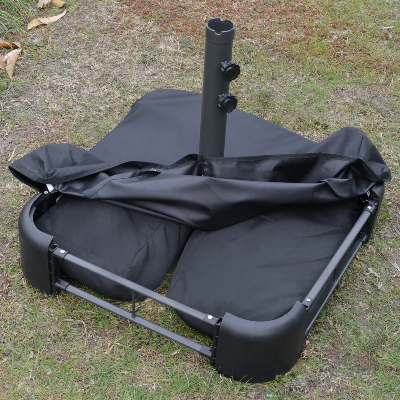 Outsunny Patio Umbrella 15' Steel Rectangular Outdoor Double Sided Market with base, UV Sun Protection & Easy Crank for Deck Pool Patio, Wine Red