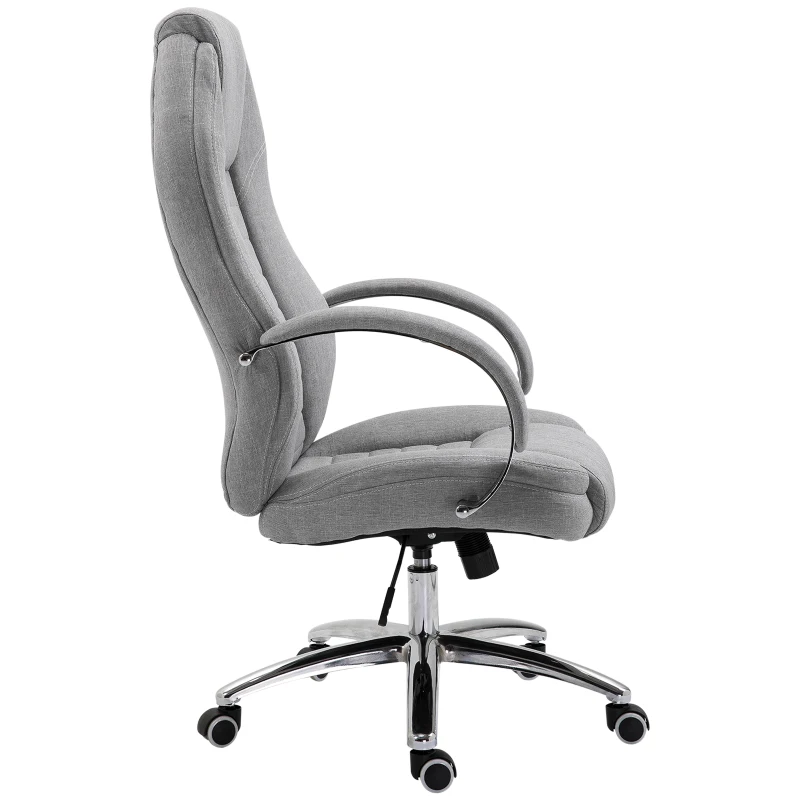 Vinsetto Office Chair Ergonomic Design Linen Surface Foam Padded w/ Adjustable Height & Armrest Gray