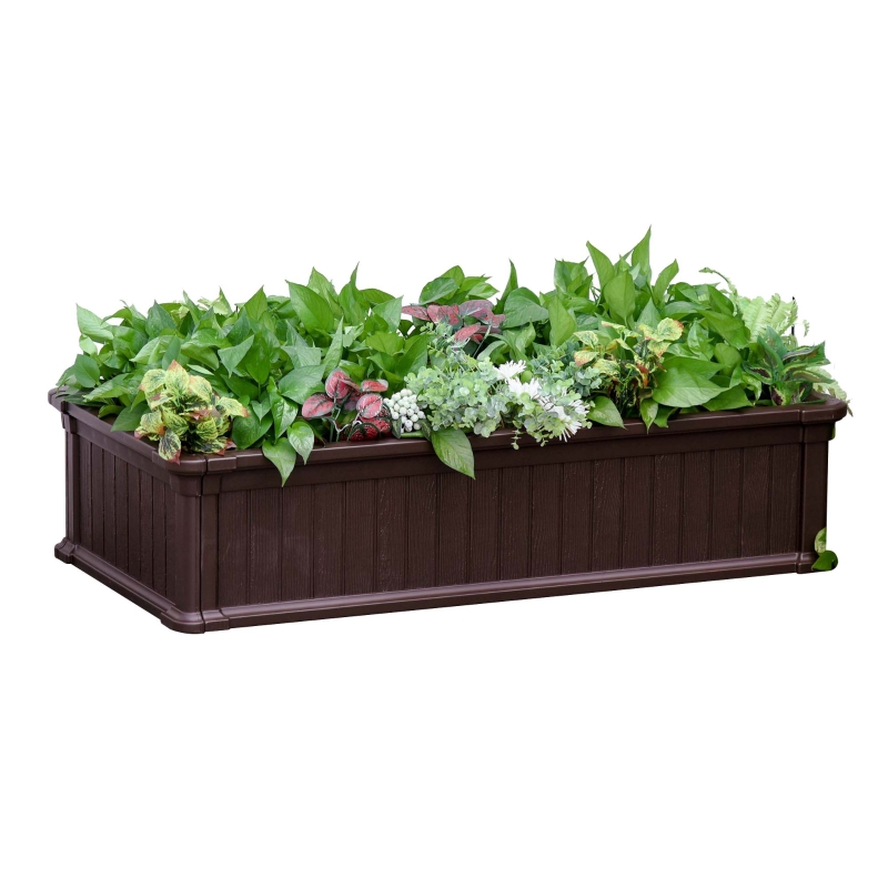 Outsunny 4' x 2' x 1' Raise Garden Bed, Planter Box for Flowers, Herbs Outdoor Backyard with Easy Assembly - Brown