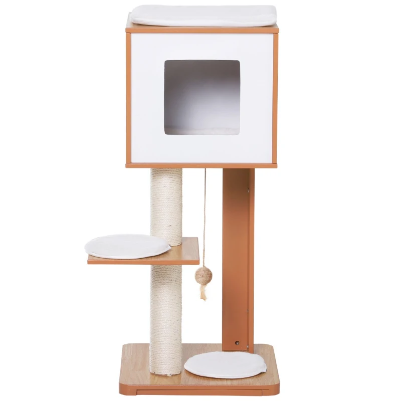 PawHut Cat Furniture Kitten House with Scratching Post Condo Activity Center and Cushion