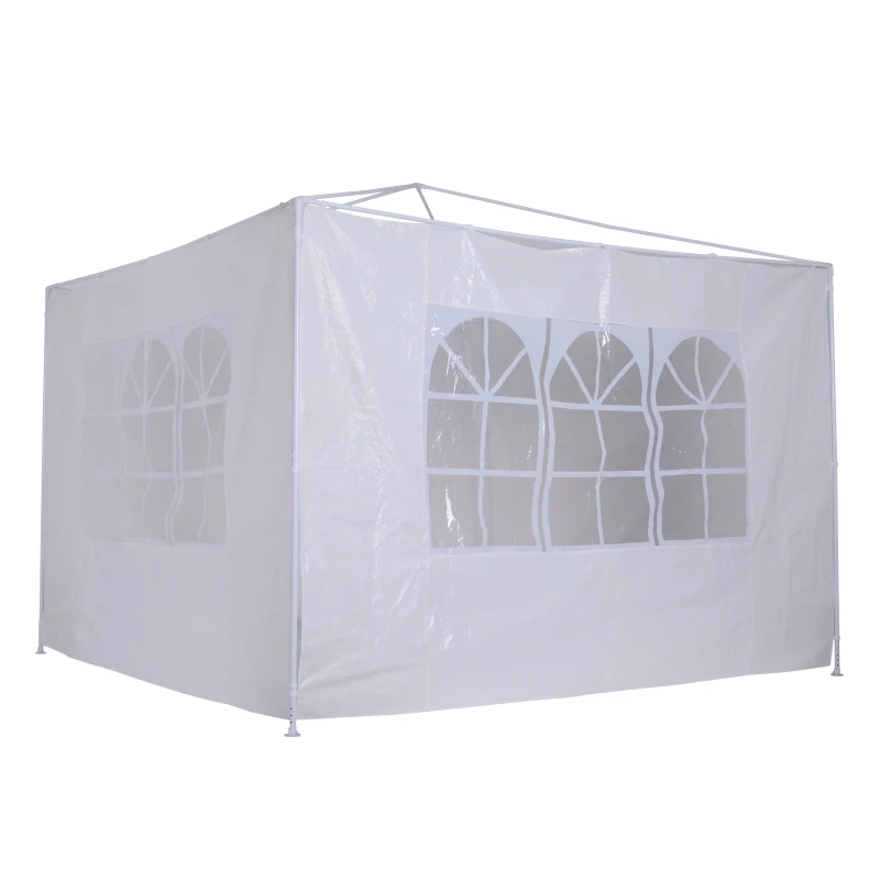 Outsunny 2pc 9.6'L x 6.3'H Canopy Gazebo Side Panel Party Tent Outdoor Shelter Side Panel Wall with Straps White