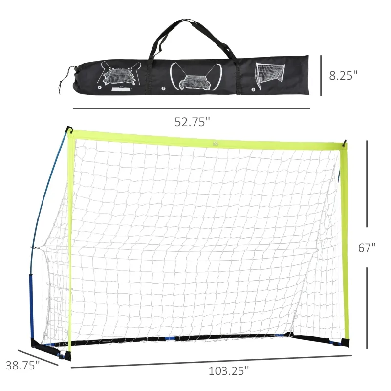 Soozier 8.6ft Soccer Net Kids Mini Soccer Goal All Weather PE Training Netting with Carry Bag for Football Practice Teens Adults Outdoor Sport Activity