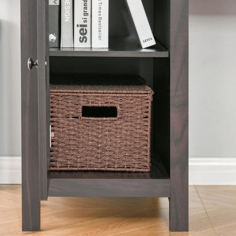 HOMCOM Computer Desk with Hutch, Home Office Workstation with Storage Shelves Drawers Cabinets, Coffee