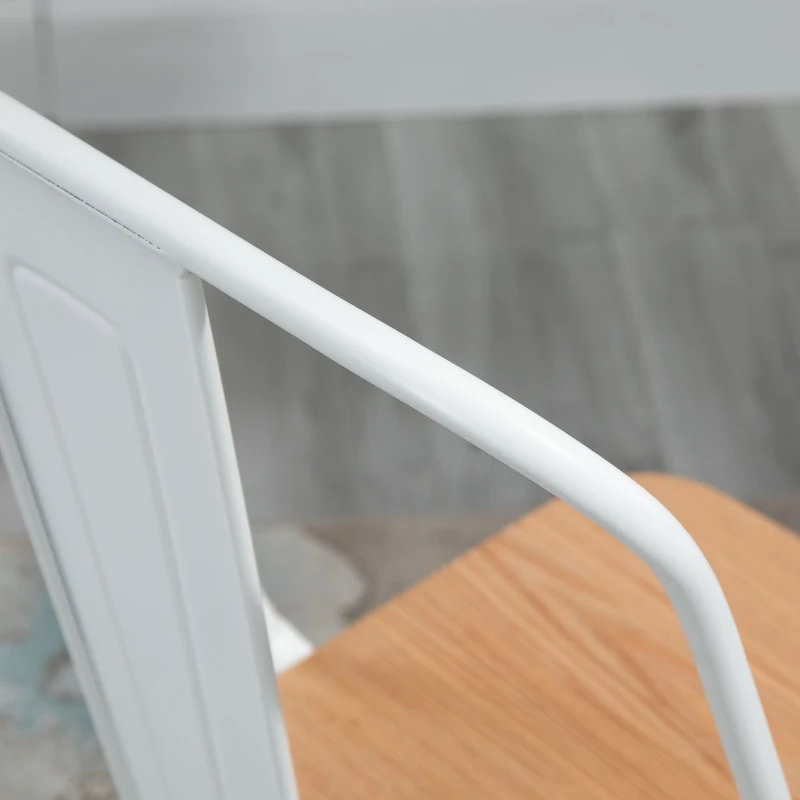 HOMCOM 3 Piece Industrial Style Dining Table Set, Small Kitchen Table and Chairs for 2,Steel Frame and Wooden Top,White