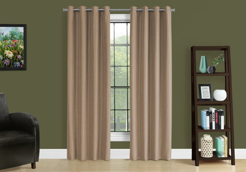 Monarch 52" x 84" Room Darkening Curtain Panels (Set of 2), Textured Finish - Brown