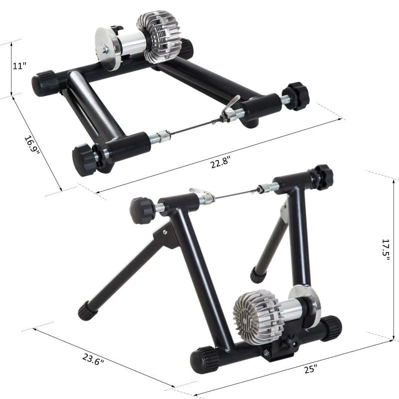 Soozier Indoor Magnetic Bike Trainer Exercise Bicycle Stand Foldable w/ Front Wheel Block Black