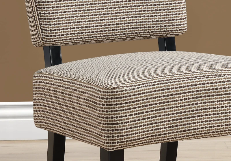 Monarch Contemporary Two-Tone Abstract Dot Pattern Accent Slipper Chair - Light Brown / Black
