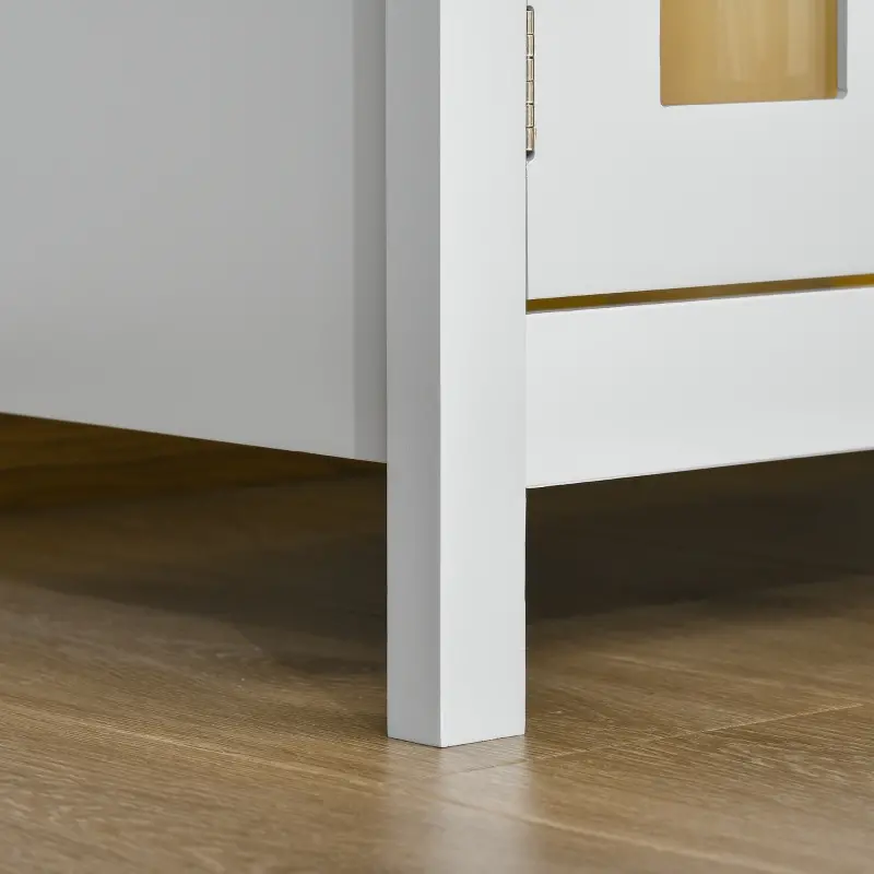 HOMCOM Sideboard Buffet Cabinet with Open Shelf, Glass Doors and Adjustable Shelf, Accent Cabinet for Kitchen, Living Room, Gray