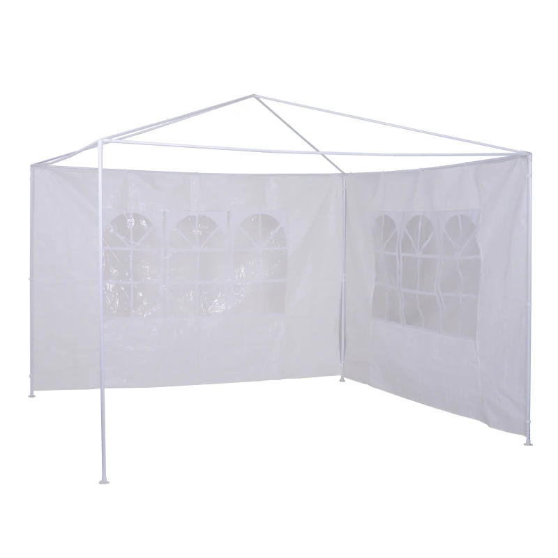 Outsunny 2pc 9.6'L x 6.3'H Canopy Gazebo Side Panel Party Tent Outdoor Shelter Side Panel Wall with Straps White