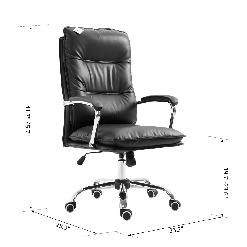 Vinsetto High Back Office Chair Swivel Seat PU Leather Black
