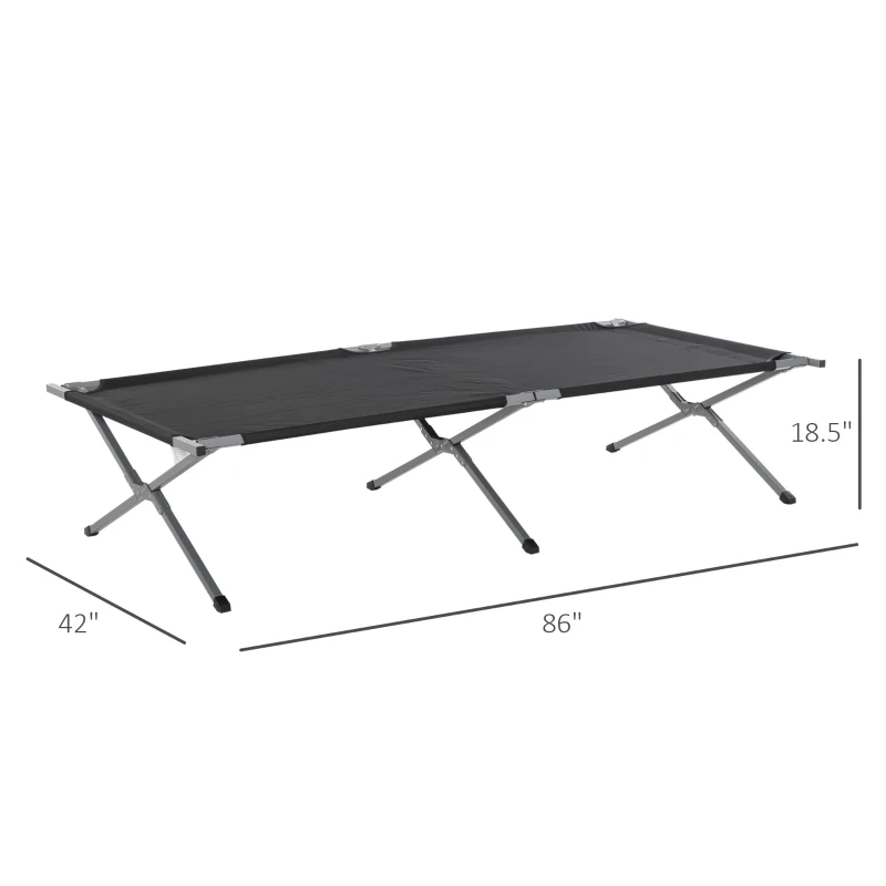 Outsunny Folding Camping Cot Portable Outdoor Sleeping Bed w/ Carrying Bag Black