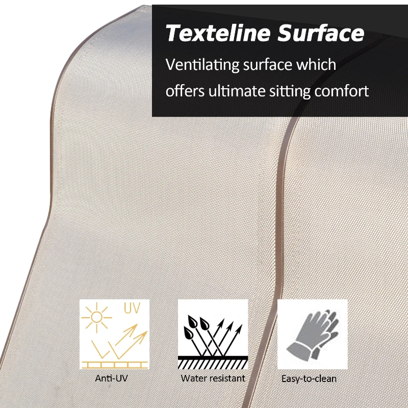 Outsunny Double Seat Glider Garden Bench Rocking Chair Porch Furniture Patio Swing Lounger