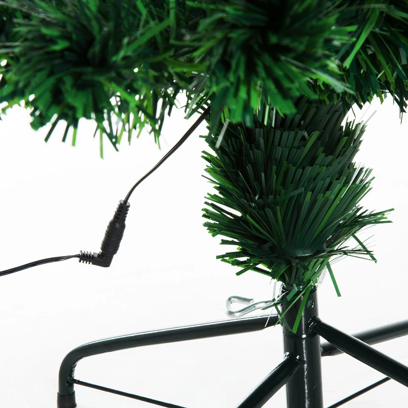 Open Box HOMCOM 6ft Artificial Pre-Lit Fiber Optic Holiday Christmas Tree with 28 LED Lights