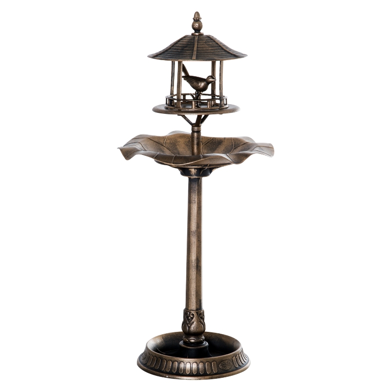 Outsunny 3-in-1 Garden Bird Bath Bowl Pedastal with Bird Feeder, Large Water Basin, & Underneath Flower Planter