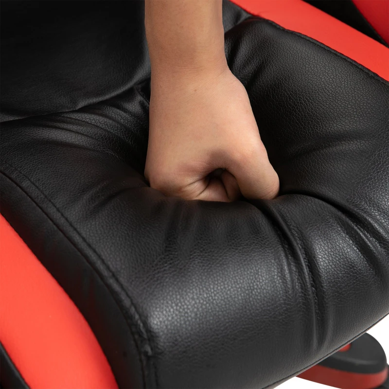 Vinsetto Ergonomic Gaming  Office Chair PU Leather Adjustable Padded Seat - Black Red