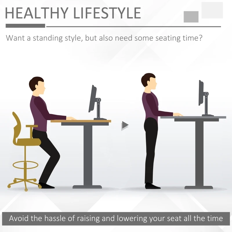 Vinsetto Tall Drafting Desk Chair Computer Desk Home Office Mesh Standing Chair with Mid Back, Foot Ring, Flip-up Arm, 360° Swivel Wheels, Black