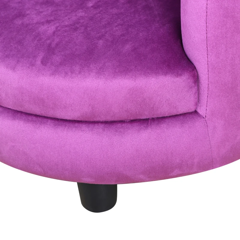 Qaba Velvet Kids Armchair Kids Furniture with Armrest, Plastic Legs - Purple
