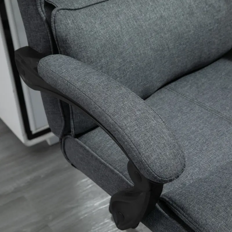 Vinsetto Ergonomic Executive Office Chair High Back Computer Desk Chair Linen Fabric 360° Swivel Adjustable Height Recliner with Headrest, Lumbar Support, Padded Armrest and Retractable Footrest, Gray