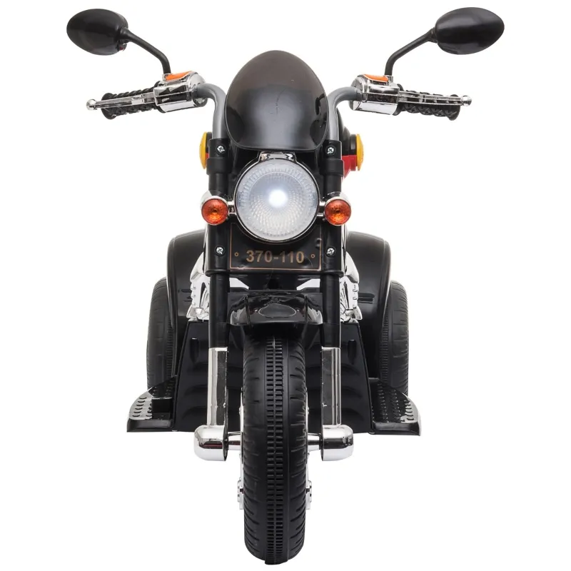 Aosom 6V Kids Motorcycle Dirt Bike Electric Battery-Powered Ride-On Toy Off-road Street Bike with Music & Horn Buttons, Stable 3-Wheel Design, & Rear Storage Space, Black