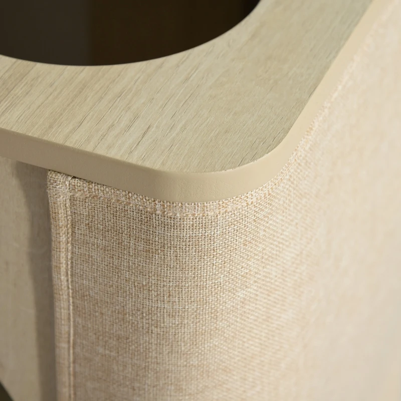 PawHut Wooden Cat Condo 3 Story Barrel Tower w/ Perch Removable Cover Cushions Sisal Scratching Carpet, Brown