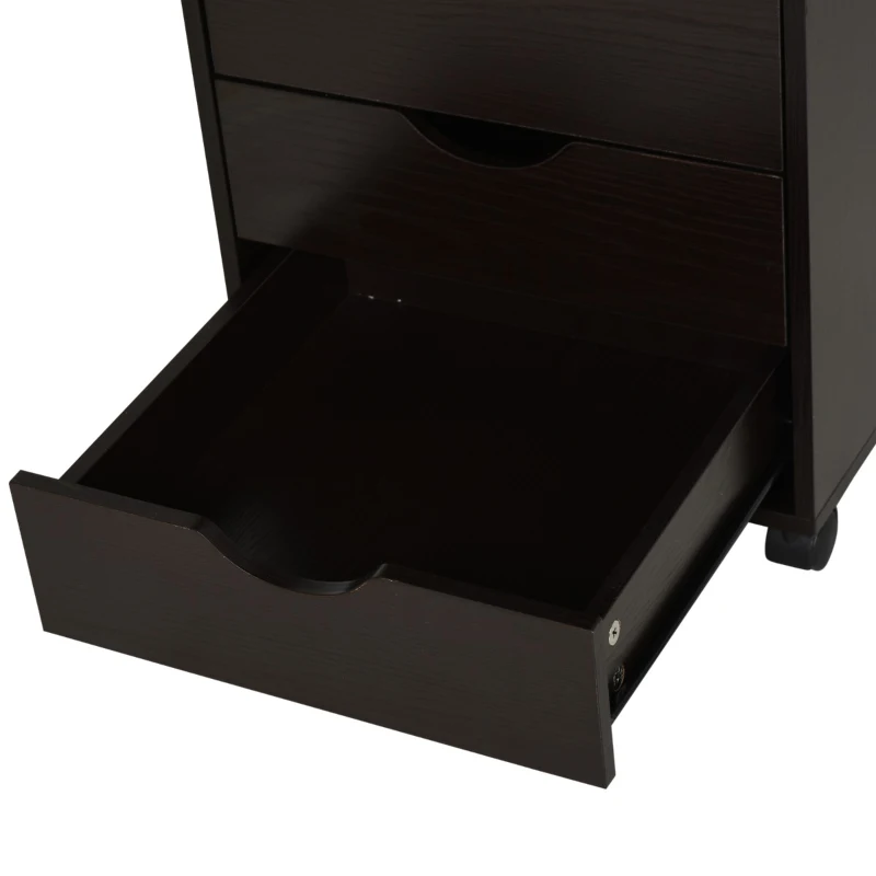 HOMCOM 5 Drawer File Cabinet Storage Organizer Filing Cabinet with Nordic Minimalist Modern Style & Wheels, Brown