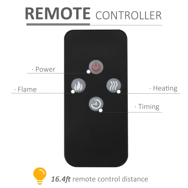 HOMCOM 43.75" W x 31.5" H Electric Fireplace Mantel TV Stand, Media Console Center Cabinet with Two Shelves and Remote Control, Brown