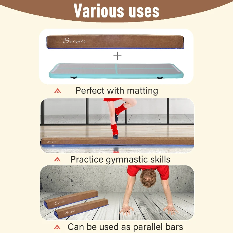 Soozier 4FT Sectional Floor Balance Beam Gymnastic Training Soft Suede Low Height for Kids