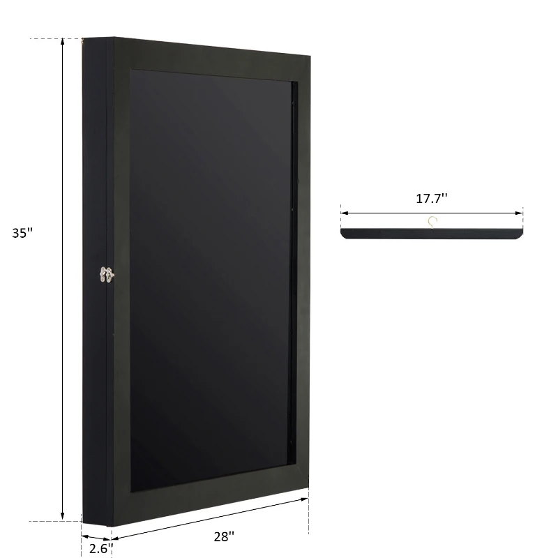 Open Box HomCom 35" x 28" Wooden Wall Mounted Jersey Memorabilia Shadow Box Display Case with Latch - Black