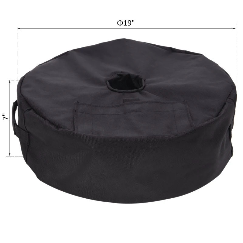 Outsunny 19" Round Patio Umbrella Base Weight Sand Bag Weather Resistant Garden Parasol Weight Base Stand Holder Weights  w/ Scoop Up 88lbs Black